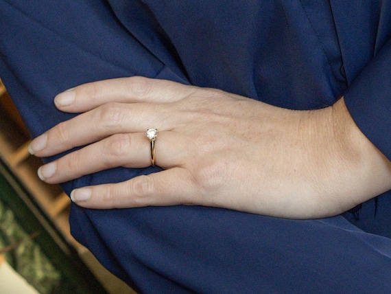 Old Transitional Cut Diamond Solitaire Engagement… - image 4