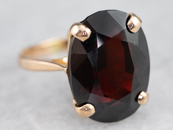 Vintage Garnet Cocktail Ring, 14K Gold Garnet Rin… - image 6