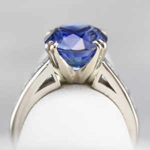 Sapphire and Diamond Statement Ring, Platinum Sapphire Ring, Sapphire Cocktail Ring, Anniversary Ring, Large Sapphire Ring NCE1YZJV image 8