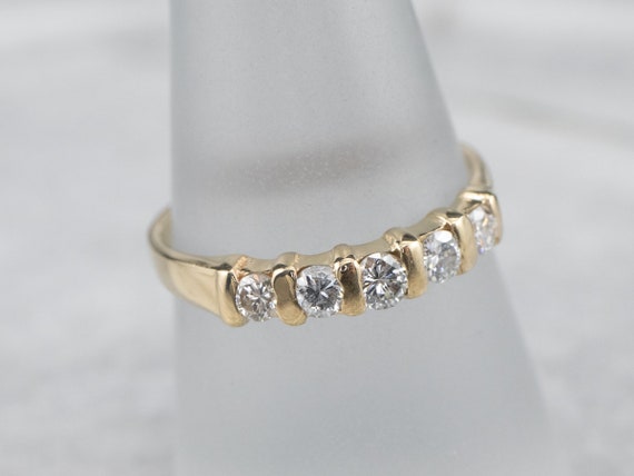 Bar Set Diamond Band, Yellow Gold Diamond Band, D… - image 7