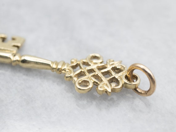 Yellow Gold Ornate Key Pendant, Yellow Gold Key P… - image 2