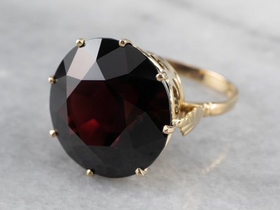 14K Gold Garnet Cocktail Ring, Statement Jewelry,… - image 3