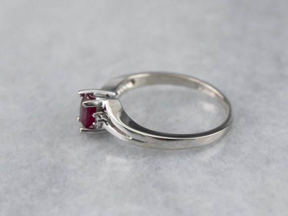 Ruby and Diamond 14K White Gold Bypass Ring, July… - image 4