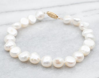 Yellow Gold Freshwater Pearl Bracelet, Freshwater Pearl Bracelet, Pearl Bracelet, Freshwater Pearl, Bracelet, Pearl Jewelry, Pearl A35969