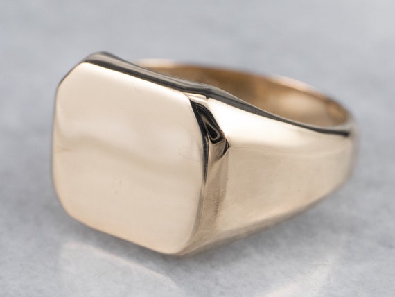 Vintage Gold Signet Ring, Unisex Signet Ring, Yel… - image 2