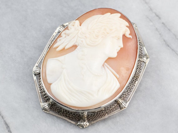 Art Deco Demeter Cameo Brooch, Goddess Cameo, Vin… - image 1