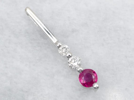10K White Gold Ruby and Diamond Drop Pendant, Jul… - image 1