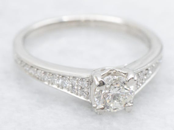 AGS Certified .50 Carat Round Diamond Platinum Engagement Ring View 2