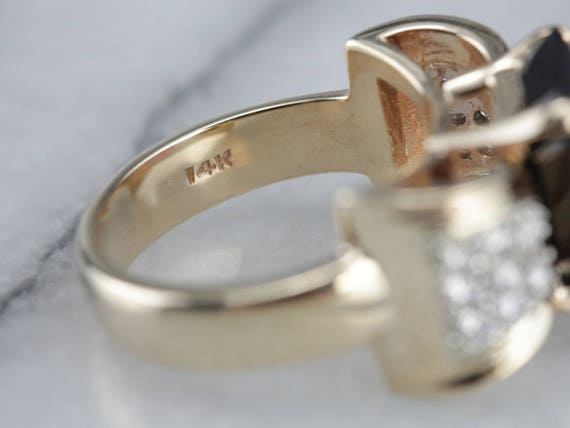 Bold Garnet Diamond Cocktail Statement Ring 0LAZ6… - image 3