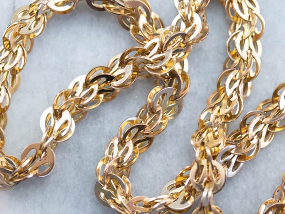 Vintage Yellow Gold Statement Chain, Filigree Lin… - image 1