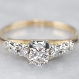 Anillo de diamantes de talla europea antigua, anillo de compromiso de diamantes vintage, diamante de talla antigua, anillo de diamantes de oro de dos tonos, joyería de patrimonio D8YD0CX4