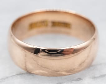 Antique 14K Rose Gold Wedding Band, Wide Unisex Ring