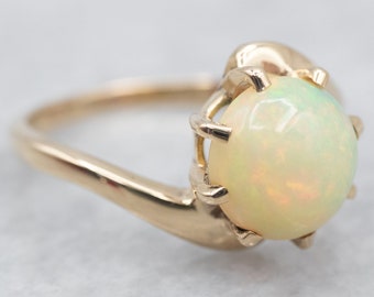 Yellow Gold Opal Bypass Ring, Opal Statement Ring, Yellow Gold Opal Ring, October Birthstone, Opal Jewelry, Birthday Gift , A24523