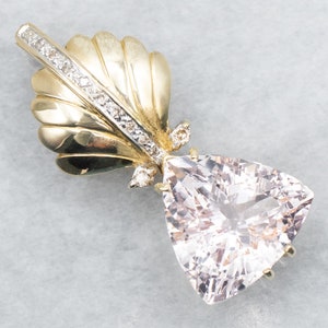 Morganiet diamanten gouden hanger, bruidssieraden, jubileumcadeau, cadeau voor haar, botanische gouden hanger, roze edelsteenhanger A37519