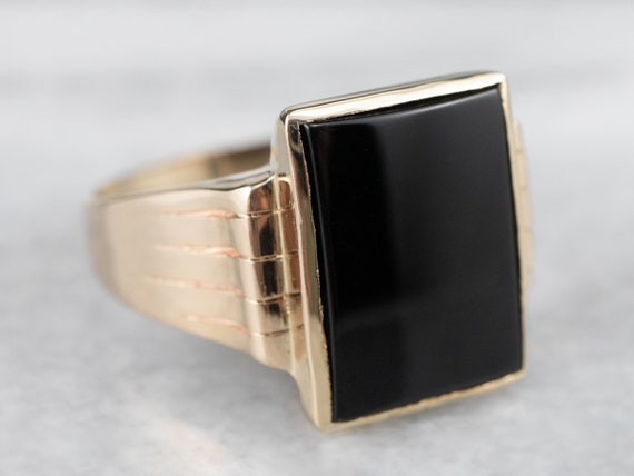 Classic Vintage Black Onyx Statement Ring, Men's … - image 1