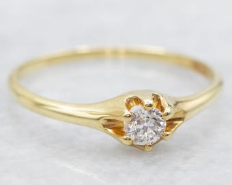 Antique European Cut Diamond Solitaire 14K Gold Engagement Ring