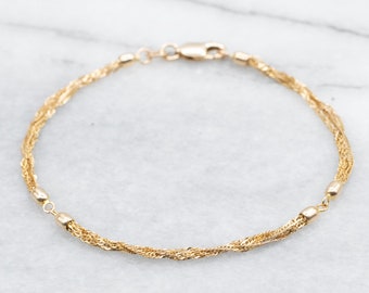 Yellow Gold Four Strand Bracelet with Lobster Clasp, Yellow Gold Bracelet, Strand Bracelet, Gold Bracelet, Chain Bracelet, Bracelet A42437
