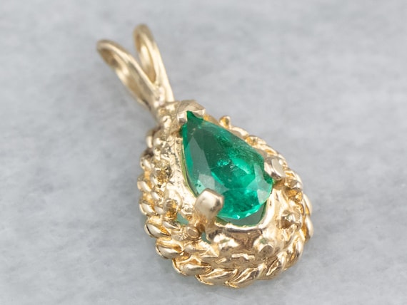 Emerald Gold Pendant, Teardrop Pendant, Layering … - image 1