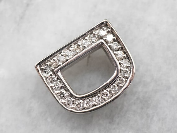 Diamond "D" Initial Pendant, White Gold Letter Pe… - image 1