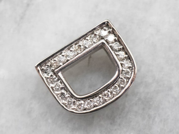 Diamond "D" Initial Pendant, White Gold Letter Pe… - image 1