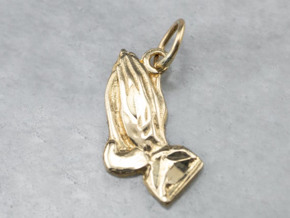 Praying Hands Charm, Yellow Gold Charm Pendant, An