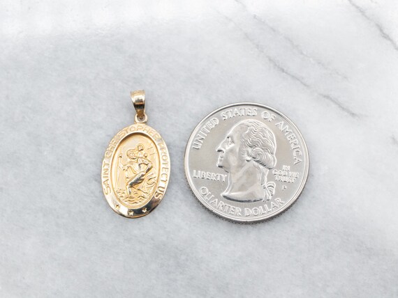 Saint Christopher Medallion, Gold Religious Medal… - image 3