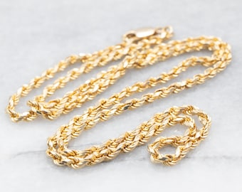 14K Yellow Gold Thick Rope Chain Necklace, 18 Inches