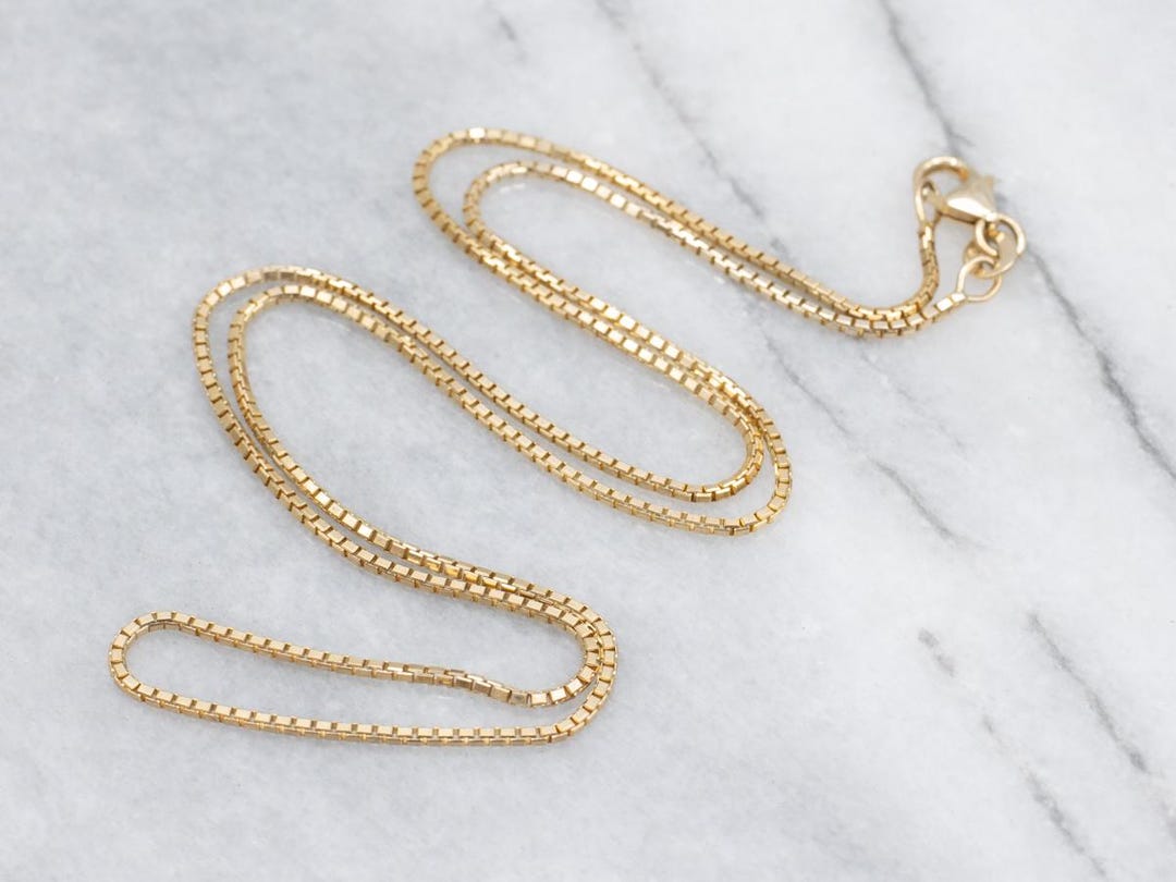 Italian 14-karat Yellow Gold Box Chain With Lobster Clasp - Etsy