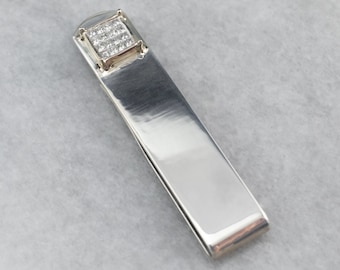 Diamond Silver Tie Bar, Suit Accessories, Groomsmen Gift, Gift for Him, Father's Day Gift, 1779QR2N