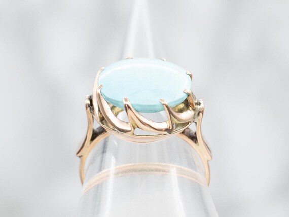14K Yellow Gold Turquoise Solitaire Ring, Size 5.… - image 3