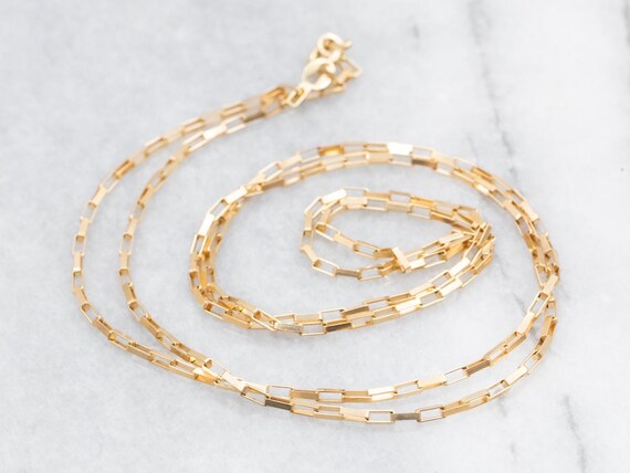 18K Yellow Gold Rectangle Link Chain Necklace - image 1