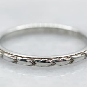 Orange Blossom Band, Art Deco Patterned Band, White Gold Band, 18K Gold Band, Wedding Band, Stacking Band A37673