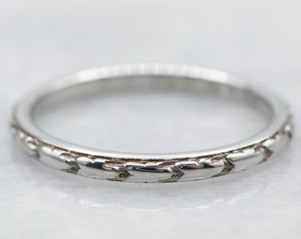 Art Deco Orange Blossom 18K White Gold Wedding Band