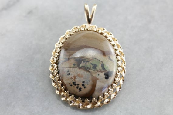 Stunning American Biggs Jasper Brooch or Pendant,… - image 1