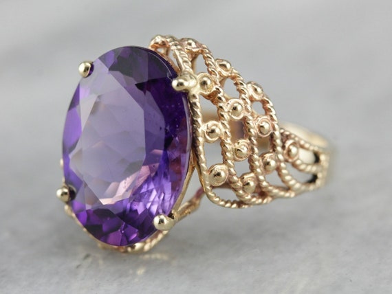 Phenomenal Amethyst Statement Ring, Vintage Mod M… - image 3