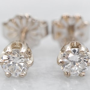 Six Prong Diamond Stud Earrings, Round Cut Diamond, Diamond Stud Earrings, Stud Earrings, White Gold Earrings, Diamond Studs, Studs A41280