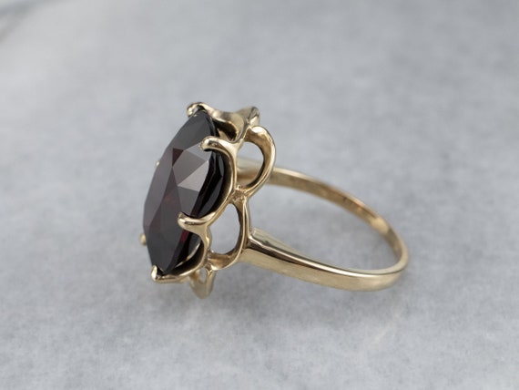 10K Yellow Gold Garnet Cocktail Ring, Statement J… - image 4