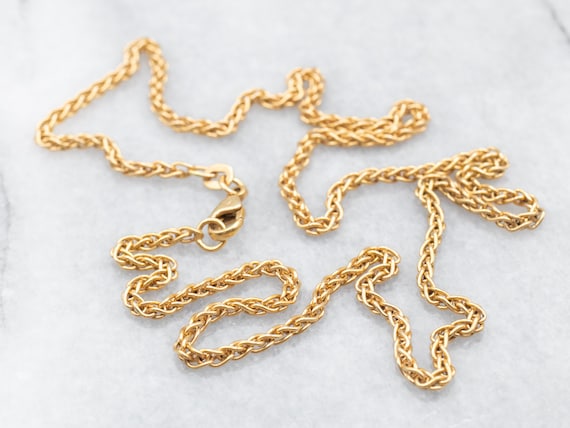 Yellow Gold Wheat Chain with Lobster Clasp, Yellow