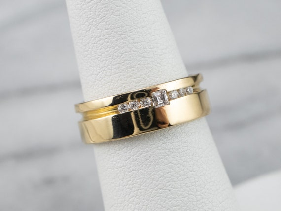 Modernist Channel Set Diamond Band, Yellow Gold D… - image 7