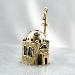 Pingente de Mesquita Raro: Mesquita Tridimensional Requintada em Ouro Fino, Pingente, Charme ou Figura - NXXCHL-N