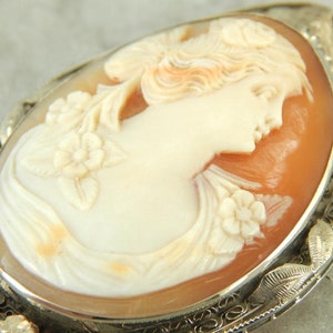 Floral Framed Flower Lady Cameo Pendant Or Brooch  W98M4X-R