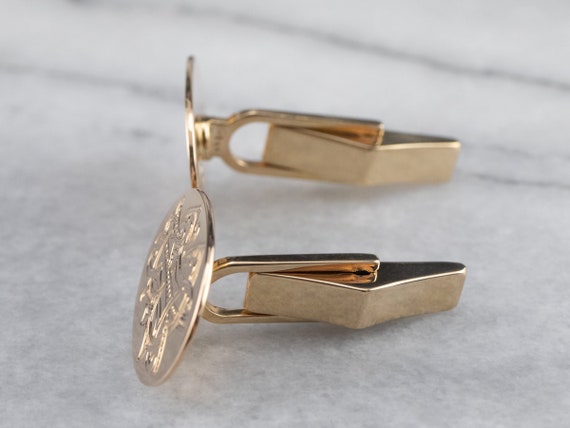 Antique 14K Yellow Gold Monogram Cufflinks, BI In… - image 5