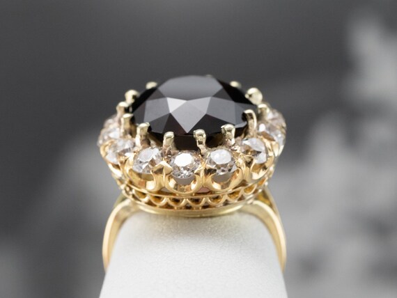 14K Gold Garnet Diamond Statement Ring, 9.40 Carat - image 8