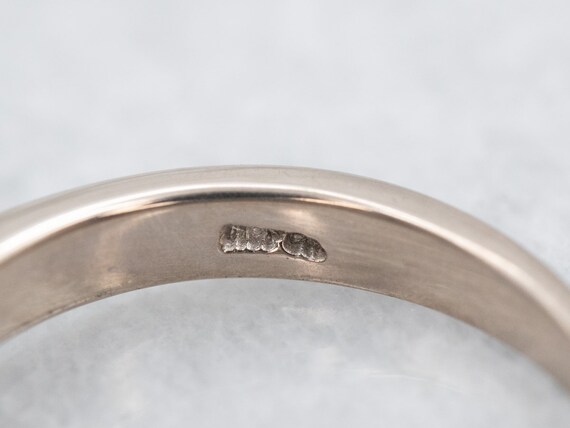 Three Stone Diamond Engagement Ring, 18K White Go… - image 2