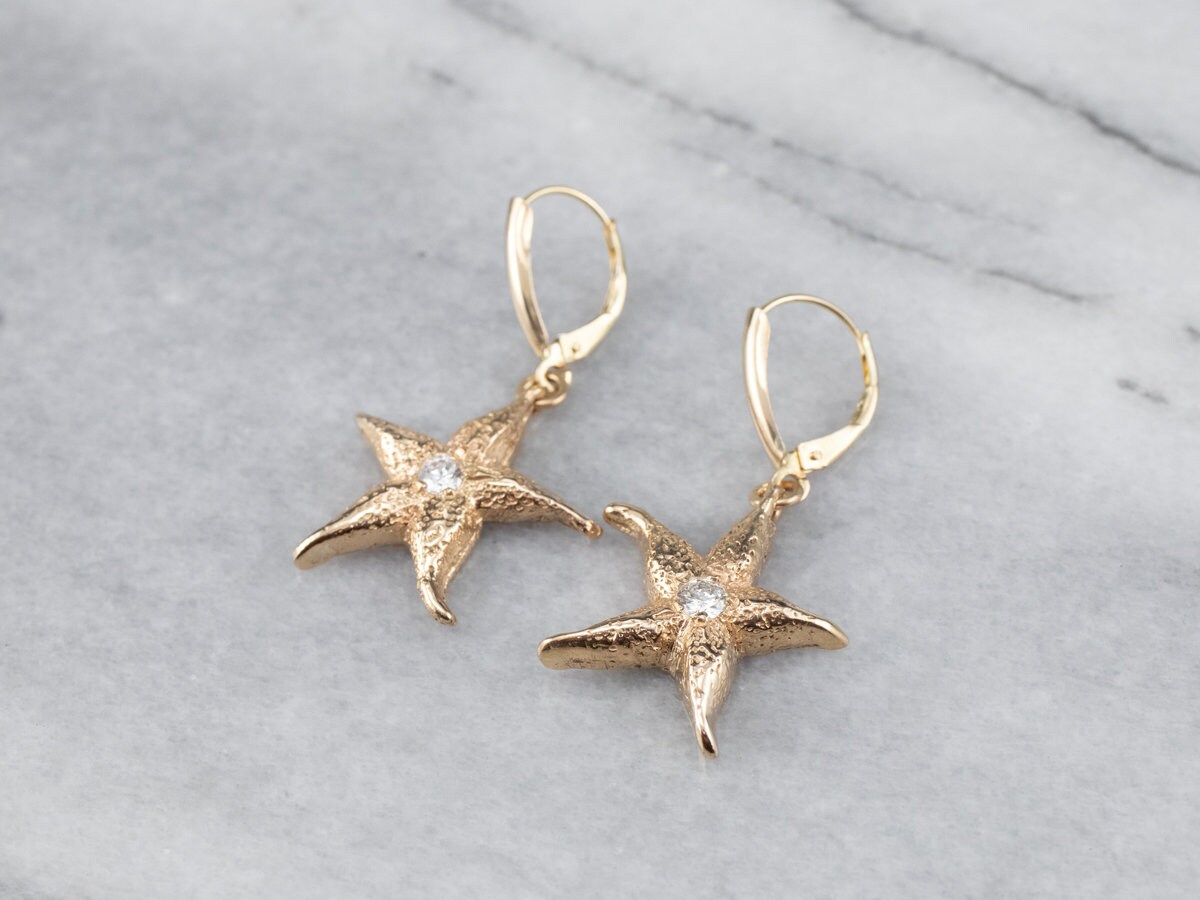Set Regalo Betsey Johnson: Collana E Orecchini Pendenti Stella Marina Oro Con Cristalli