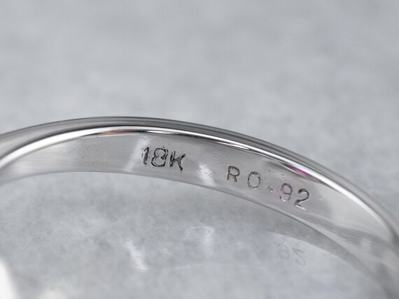 18K White Gold Ruby Diamond Halo Ring, Anniversar… - image 6