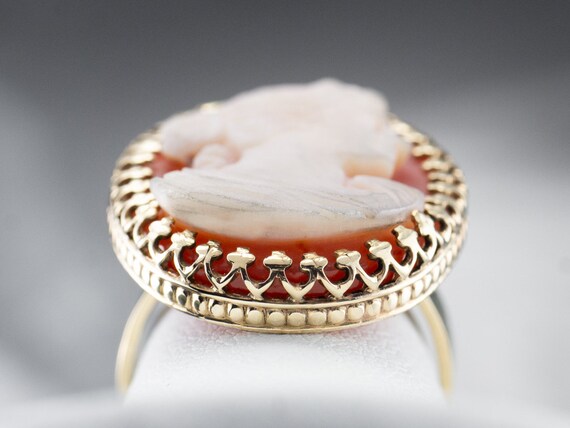 Large Sardonyx Cameo Cocktail Ring, Vintage Cameo… - image 8