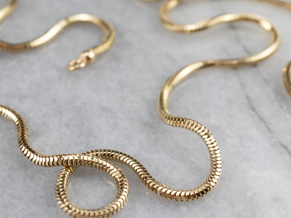 14K Gold Snake Chain 20 Inch Chain Gold Necklace Layering Etsy