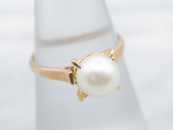 Classic Pearl Solitaire Ring, Vintage Pearl Ring,… - image 3