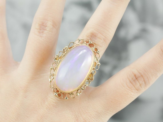 Opal Gold Filigree Cocktail Ring, Opal Statement … - image 6